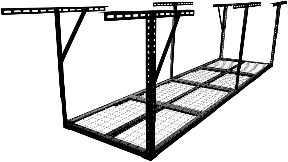 2x8FT Overhead Garage Storage Rack, 450lbs Heavy Duty Ceiling Shelves, Adjustable Height 22-40 inch, Metal Garage Storage Organization System for Seasonal Items, Black