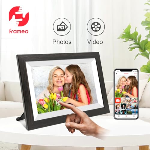 Image of Akimart 32GB 10.1 Inch Wood Digital Photo Frame 1280x800 IPS LCD Touch Screen,Smart WiFi Digital Picture Frame, Auto-Rotate Portrait and Landscape, Share Moments Instantly via Frameo App from Anywhere