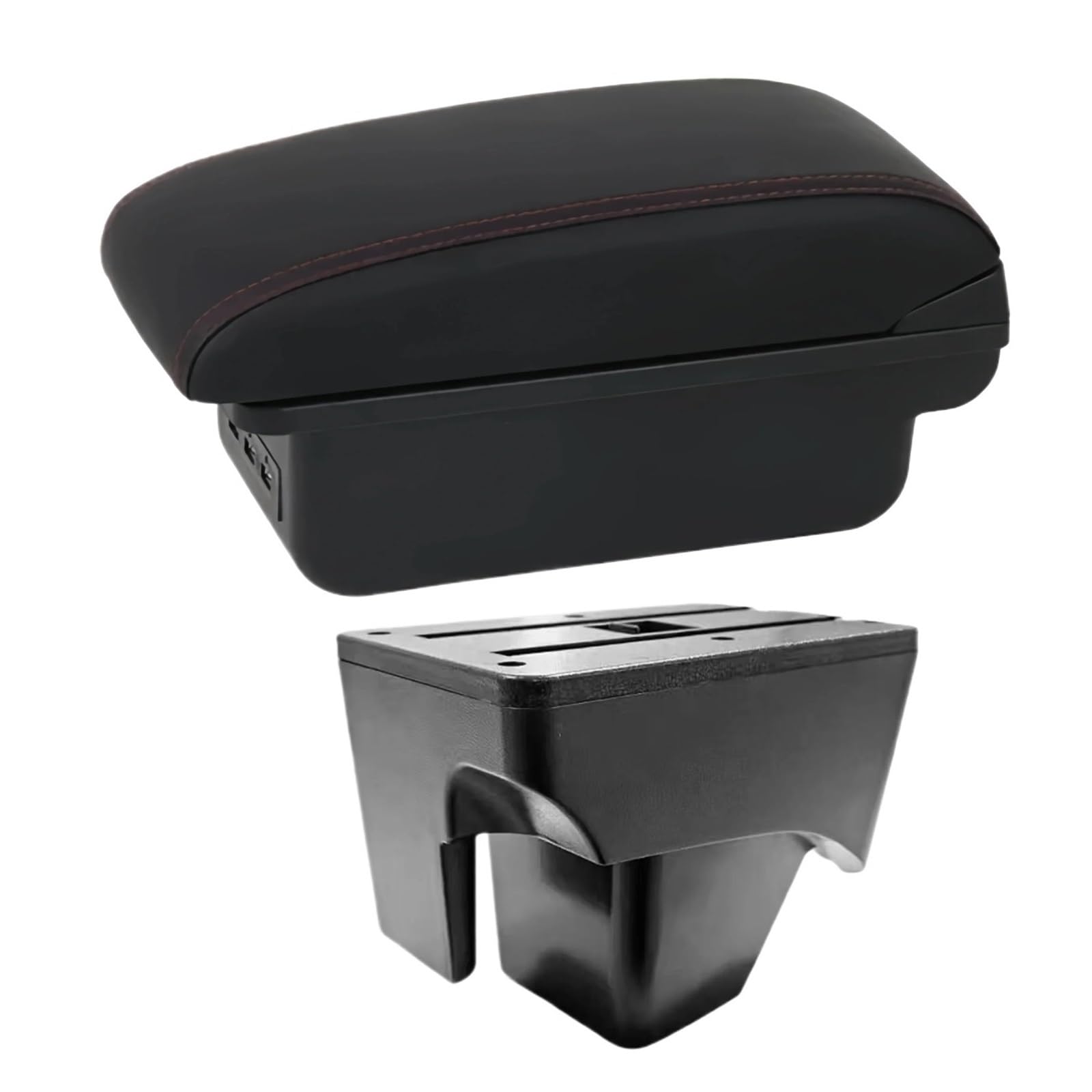 UMDJJU For VW For TERA 2025 Leather Arm Rest Center Car Armrest Interior Modification Box Console Storage USB Car Centre Console Armrest Box(C1 Red Line)