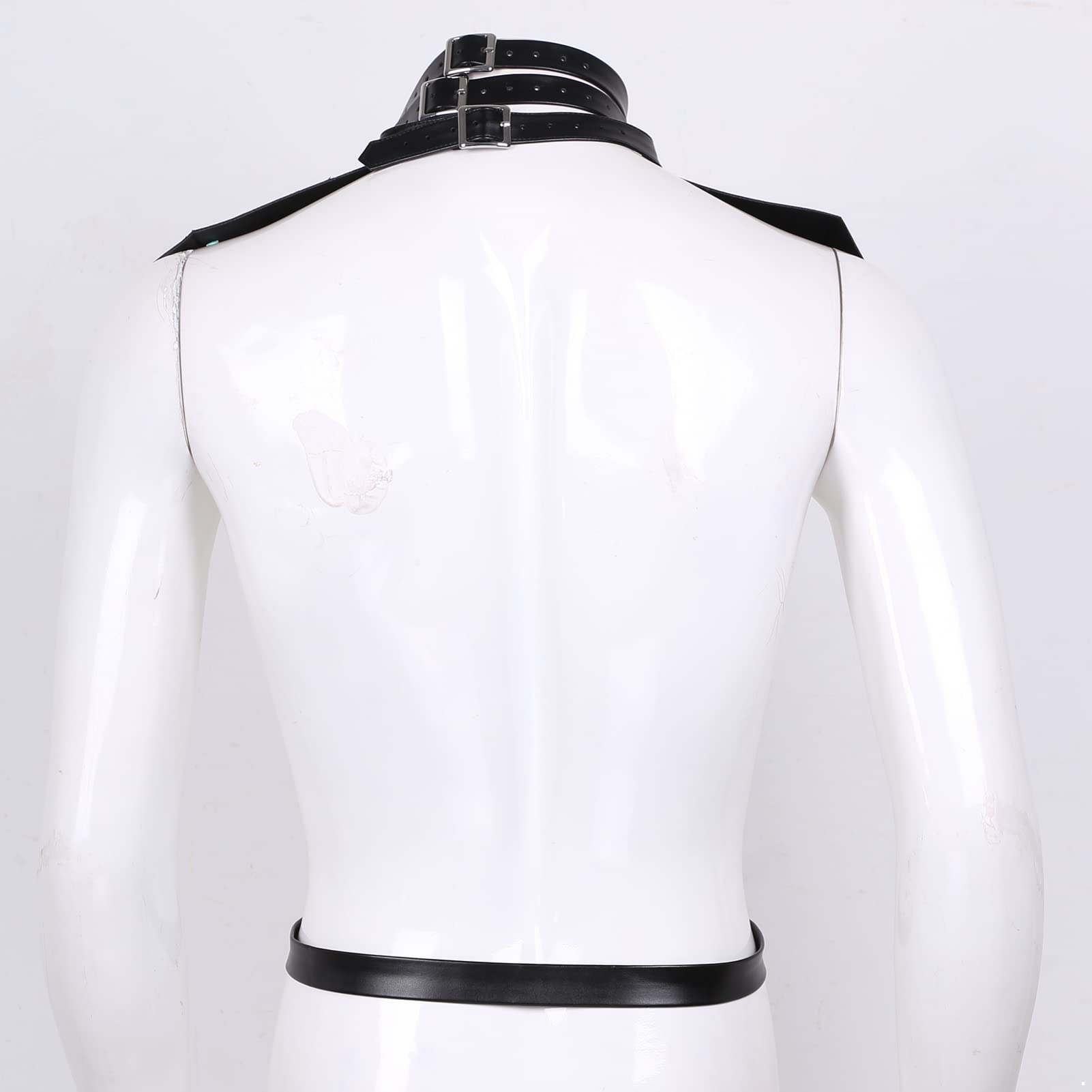 IEFIEL Homme Gothique Ceinture De Harnais Body Poitrine Cuir PU Ajustée Jarretière Punk Bandage Boucle Réglable Buste Harnais Kit Punk Body Cage Harness Costume Clubwear