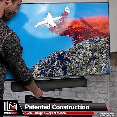 MantelMount MM540 - Above Fireplace Pull Down TV Mount for 44 to 80 Screen TVs to 90 lbs, with Patented auto-straightening, Adjustable Stops, Heat Sensor Handles & Paintable Covers