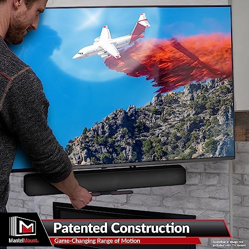 Image of MantelMount MM540 - Above Fireplace Pull Down TV Mount for 44 inch to 80 inch Screen TVs to 90 lbs, with Patented auto-straightening, Adjustable Stops, Heat Sensor Handles & Paintable Covers