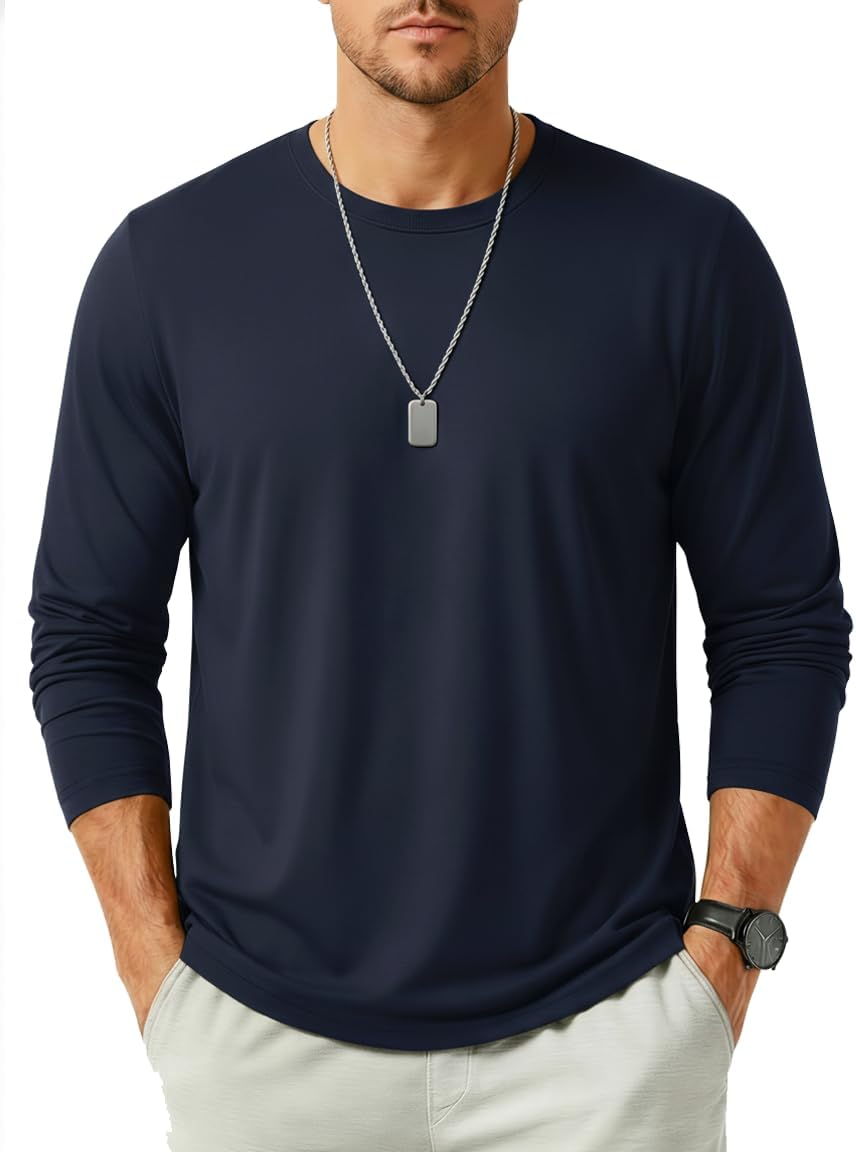 MAGNIVIT Men's Shirts Long Sleeve T-Shirt Basic Casual Crew Neck Tees Classic Moisture Wicking Tops Plain Soft Shirt