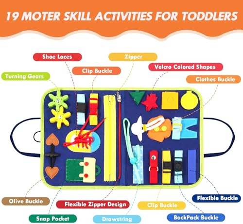 Image of Busy Board Game for 1 Year Old, Montessori Toys for 2 Year Old, Baby Travel Sensory Toys for Toddlers, Learning Activities Book For Kids, Birthday Gifts for Toddler (Multicolor - Blue)