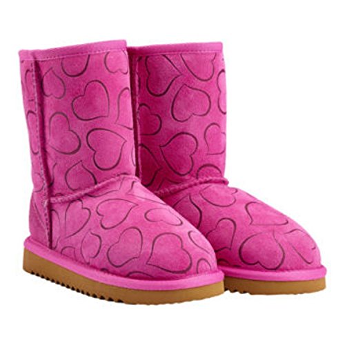Kirkland Signature Girl's Genuine Australian Sheepskin Shearling Winter Boots-Pink Hearts (Toddler 10)
