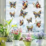 FCZon Star 20pcs Window Decals for Bird Strikes, Anti Collision Window Clings, Rainbow Reflection Window Sticker, Butterfly Style Sun Catcher Stickers for Glass Windows