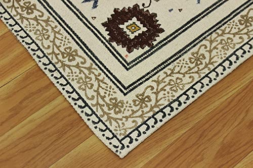 Tapis marocain grand format 2,1x2,1m lavable avec pompons pour chambre - 8