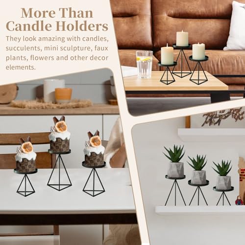 Sziqiqi 3Pcs Geometric Candle Holders For Pillar Candle Metal Wire Candlesticks Vintage Candle Stick Holder Stands Decor Candles Holder Table Centerpiece For Living Room Dining Room Fireplace thumb #7