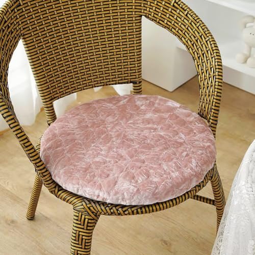 Générique Coussin Rond 30x30 CM Rose-A, Velours Galette de Chaise avec Fermeture éclair, Lavables et Antidérapantes, Rond Coussins pour Chaises de Jardin...