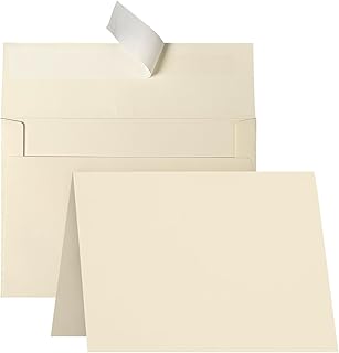 Goefun Cream Blank Cards and Envelopes, 5x7 Folded Ivory Cardstock and A7 Envelopes Self Seal 100 Pack for Wedding, Invitations, DIY Greeting Cardstock, Thank You Cards & All Occasion