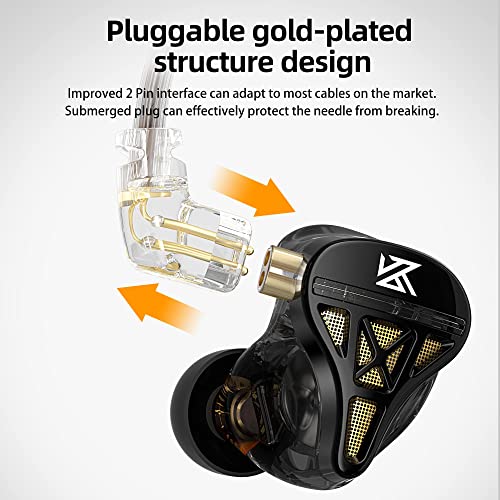 Image of IEM Headphone with Mic,KZ DQS Gaming Earbuds,Bass Clear Wired Earphones | KZ in-Ear Monitor Headphones HiFi Dynamic Drivers Earphone Earbuds Bass Sports Music Game Headphone (Black, with Mic)