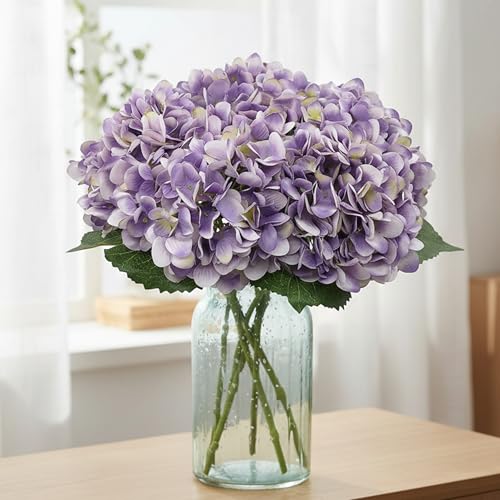 Image of Art Street Artificial Purple Hydrangea Flower Stick for Vases| Faux Flowers| Ideal for Home Decor |Items for Living Room |Christmas Day, New Year Decor| 6 Head Flower|Size: 18 Inch (Set of 1)