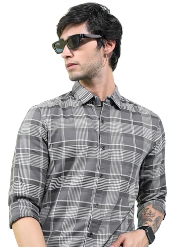 Image of Highlander Men's Slim Fit Checks Shirt | Long Sleeves | Regular Collar | Casual Shirts for Men