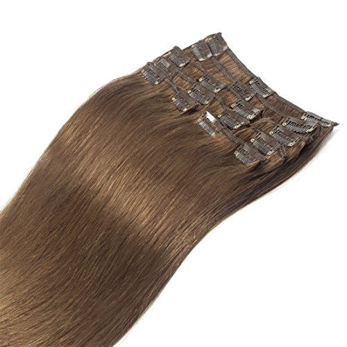 100% Natural True Thick Weft Full Set Clip in 100% Remy Human Hair Extensions Top Grade 7A For Woman Beauty 8Piece 24Clips