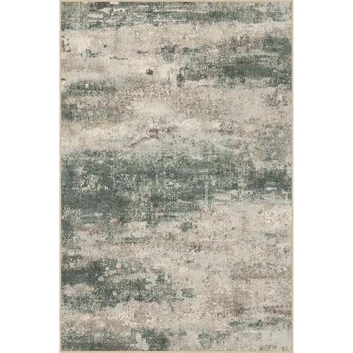 Image of BEIMO 2x3 Rugs for Entryway Entrance Kitchen Bathroom, Machine Washable Modern Abstract Soft Area Rug, Indoor Floor Carpet with Non Slip Rubber Backing, Grey /Dark Green