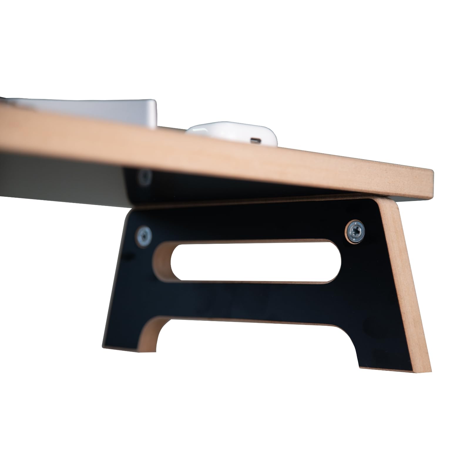 MeansWood Bridge Supporto Professionale Ergonomico Monitor Nero Lucido in MDF Secondo Schermo, Laptop, TV MADE IN ITALY