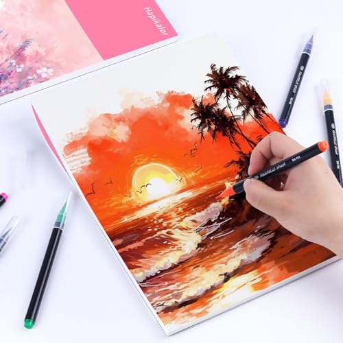 Image of Watercolor Paper Pad 9x12, 140lb /300gsm Cold Press Drawing Paper, 20 Sheets Acid-Free Artist Sketchbook for Wet Media, Gouache & Acrylic, Double Sided Painting Paper (Pink Cover)