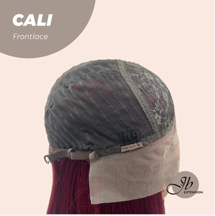 Miniatura 7 de Peluca de encaje frontal con flequillo, color rojo CALI, pelucas de corte recto para mujer, pelucas sintéticas naturales para uso diario (pelucas de