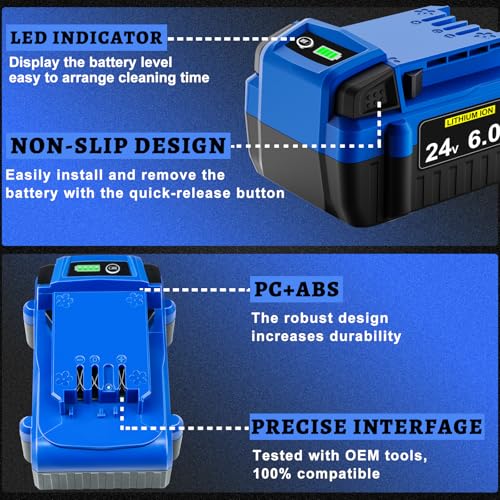 JGSPJ 6.0Ah Battery Replacement for Kobalt 24V Battery KB624-03 KB524-03 KB424-03 Compatible with Kobalt 24 Volt Max Power Tools 2Packs by JGSPJ - Used condition - Image 3