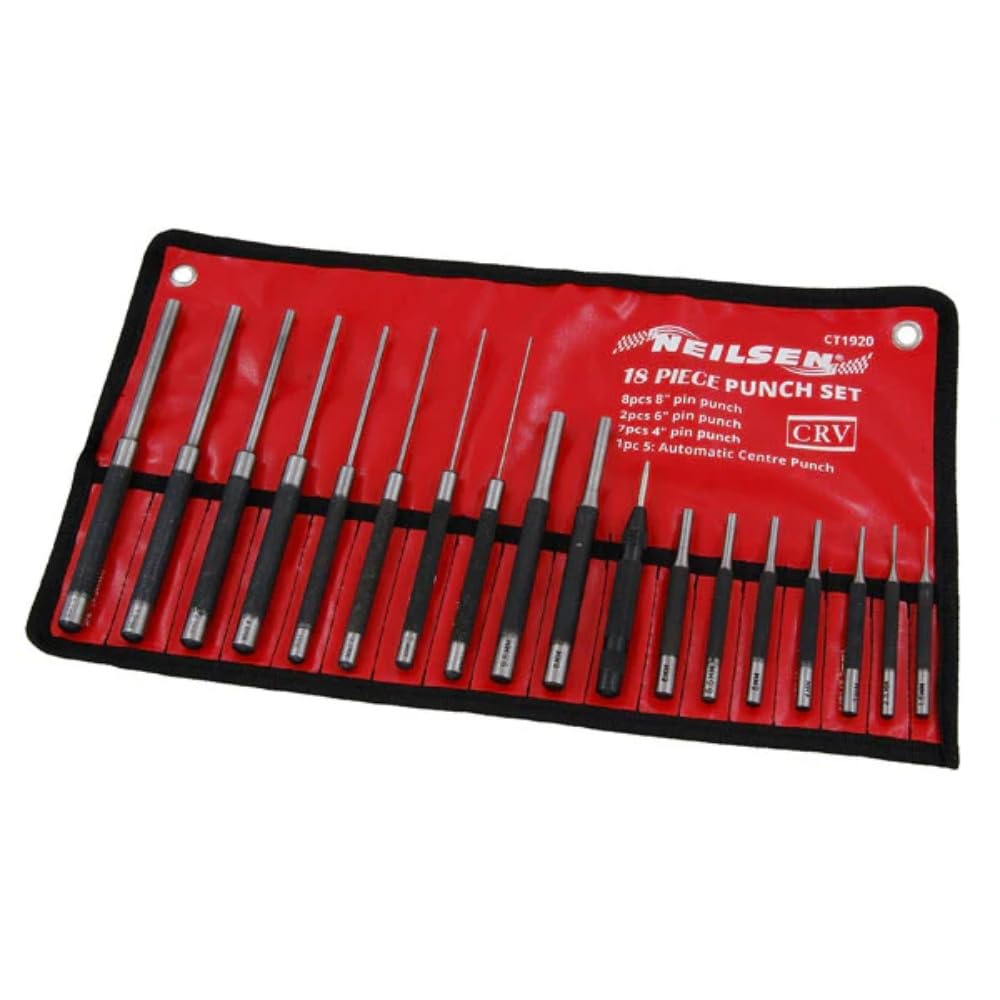 Neilsen Ct1920 18 Piece Punch Set In Roll Up Bag Red 5060028099207