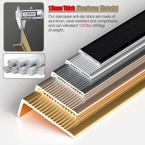 Protector de borde de aluminio dorado para reparar y proteger escaleras dañadas 5