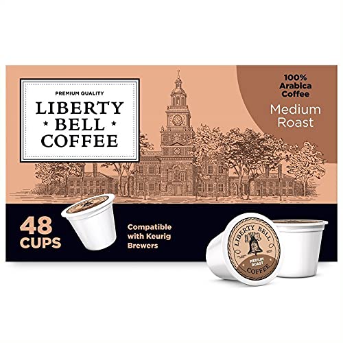 Liberty Bell Premium Blend Medium Roast Coffee Pods Compatible with 2.0 K-Cup Keurig Brewers, 48 Count