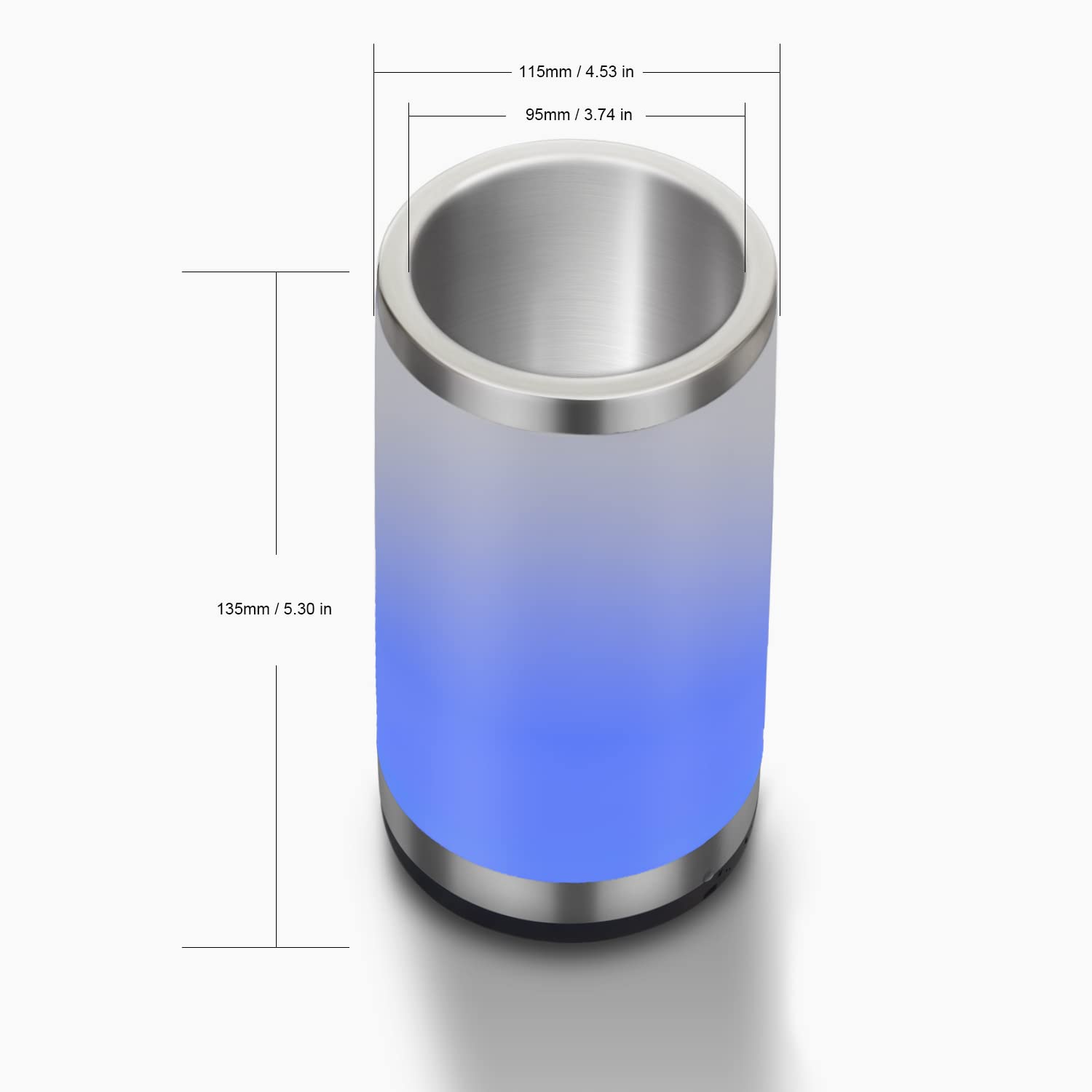Refrigeratore per bottiglie vino Elrigs con lampada touch RGB| Secchio raffredda per vino| Isolante a doppia parete con 2 piastre eutettiche per champagne da 750 ml| Regalo per amanti del vino