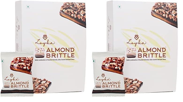 Loyka Almond Brittle Classic Choco Box - 12 pcs | Premium Chocolate Gift Hamper |Choco & Nut Dryfruit Delicacy |Roasted California Almonds (40%), Dark Choco & Salted Caramel | Any-time snack, 204 gram