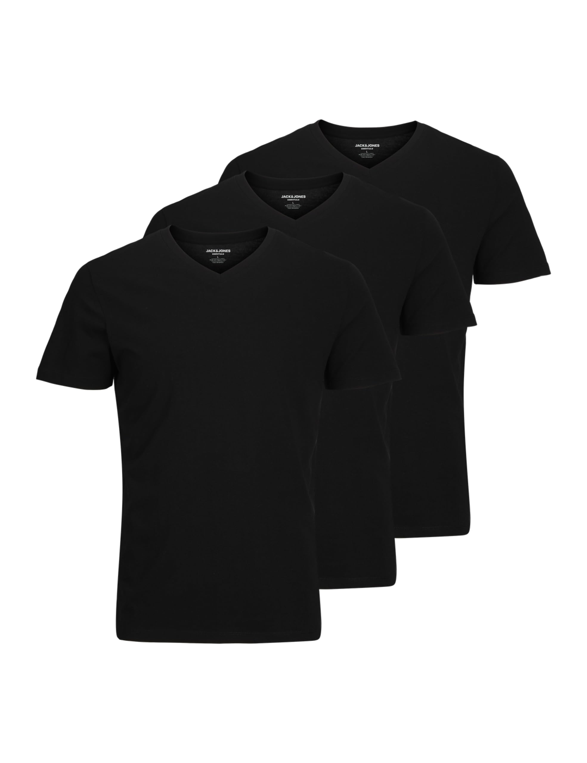 JACK & JONES Herren Jjeorganic Basic Tee Ss V-Neck 3Pk Mp (3er Pack)