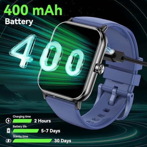 Image of Smart Watch for Men Women, 1.85 inch HD Fitness Tracker with Bluetooth Calls, 5 ATM Waterproof, 130+ Sport Modes, 24 /7 Heart Rate /Sleep Monitor, Pedometer, Calories, Smartwatch for Android iOS