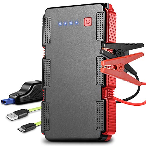 Buyi-World 800A Arrancador de Coches (4.0L a Gas/2.4L Diesel Motores), Kit de Refuerzo Ultrasafe Portátil Batería de Litio 7200mAh con Abrazaderas Inteligentes para 12V Motocicletas Automáticas