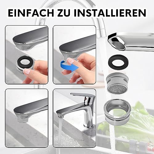 M18,5/M20/M22/M24/M28 Strahlregler Mischdüse Luftsprudler,4 Stück Wasserhahn Bubbler, wasserhähne Sieb Perlator Einsatz Perlatoren, Wasserhahn Aufsatz (M22 Außengewinde)