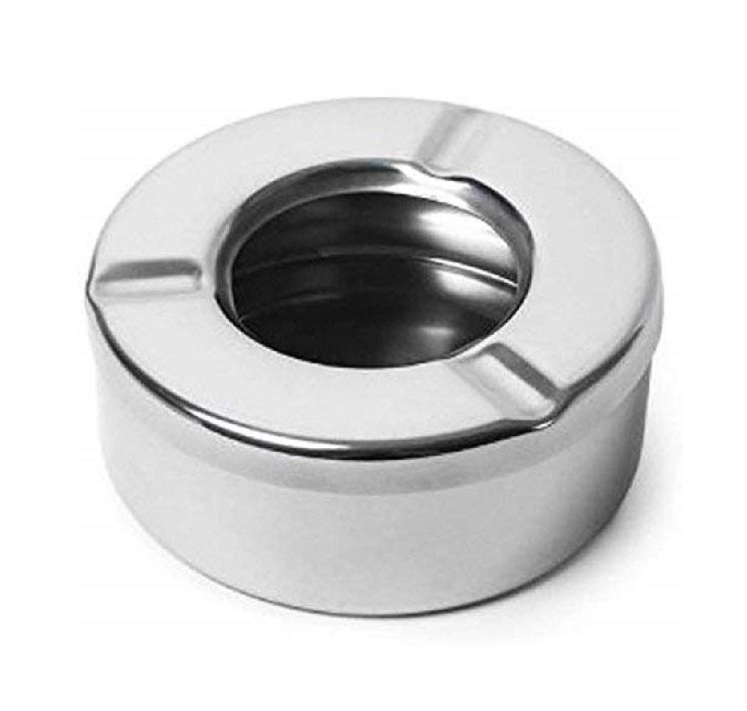 First Front Stainless Steel Ashtray with 3 Slots Cigarette Holder for Gifts Home Office Car, Silver - 1 Piece-image-19