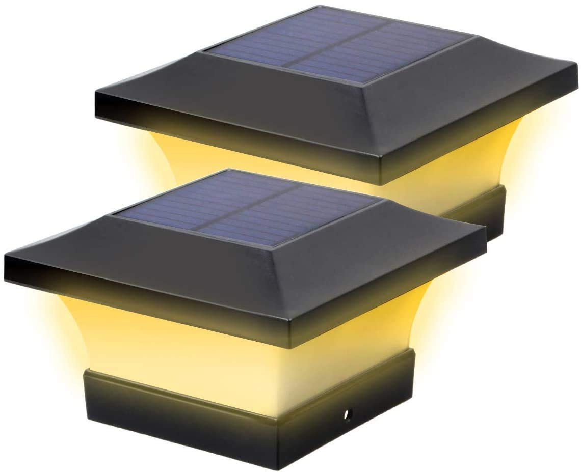 HELCEKOU Solar Post Cap Light Outdoor Garden LED Pillar Waterproof Deck Fence Lights Landscape Lamp for Courtyards Pavilions Street Top Wall Warm (2 Pack)