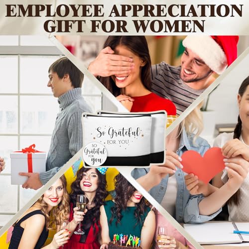 Paterr 20 Pcs Thank You Gift Bulk Employee Appreciation for Women Inspirational Canvas Makeup Bags with Zipper and Mini Compact Mirrors Gift for Girls Teacher Friend Halloween Christmas 5