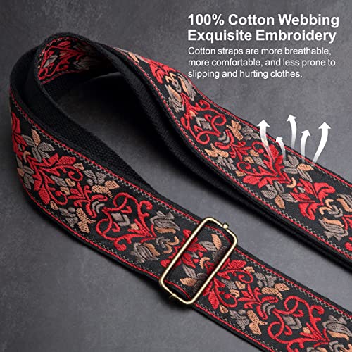 image for Nefelibata Guitar Strap,Jacquard Embroidery Cotton Guitar Straps with 