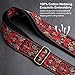 Nefelibata Guitar Strap,Jacquard Embroidery Cotton Guitar Straps with Crazy Horse Leather Leather Ends for Bass, Electric & Acoustic, Best Gifts for Kids, Guitarists(Retro Red Flower)