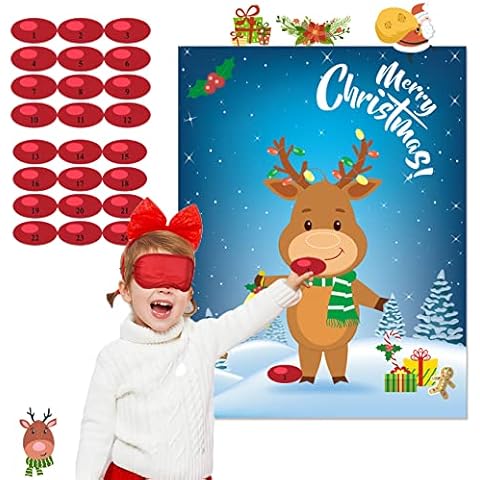 Party-Poter Christmas Party Games Pin the Nose on the Reindeer Christmas Eve Box Fillers for Kids Christmas Games for Kids Christmas Activities for Kids Xmas Games for Family Party Games for Kids Cover