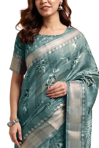 Image of MIRCHI FASHION Women Saree Cotton Blend Kalamkari Printed | Comfortable Office and Regular Daily Use Sari with Unstitched Blouse Piece