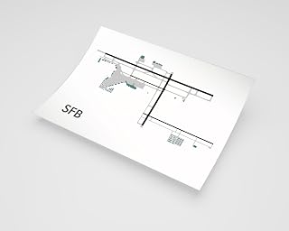 MG Global Modern Poster of Orlando Sanford Intl Airport Sfb | 11x17 12x18 16x24 24x36 Minimal Unframed Print | Minimalism Wall Art Gift | Minimalist Home Office Decor