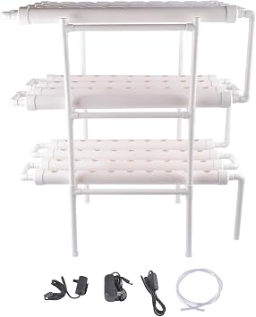 Floor Standing Hydroponic Grow System 108 Grow Points for Leafy Vegetables Outdoor Indoor w/Nest Basket and Sponge Mixizap