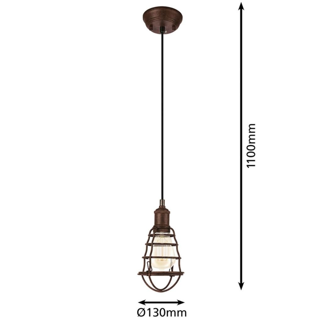 EGLO Lampa wisząca Port Seton, 1-płomienna lampa industrialna, vintage
