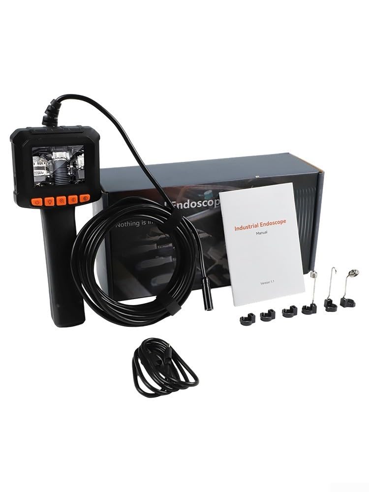 Industrielles Endoskop 1920P HD mit Licht – für Halb-Ablauf-Kamera für Sanitärarbeiten und Auto – 6,1 cm Display, 5 m Draht (5 m)