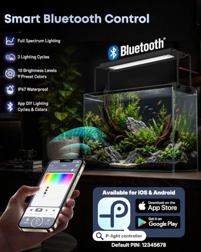 Image of Pawfly Aquarium Light for Plants, 19 W Bluetooth Fish Tank Light, Full Spectrum Aquarium Lights for 18 inch-24 inch Fish Tanks, Extendable 24 /7 LED Lights with Timer Modes & Adjustable Brightness