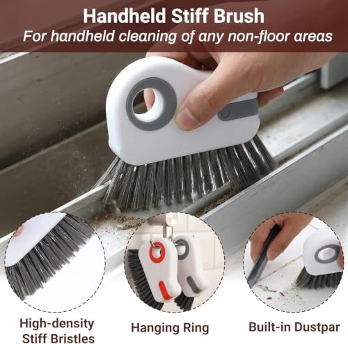 Image of Coofandy Window Track Groove Cleaning Brush 2 in 1 Crevice Cleaner with Dust Collector Scraper Sliding Door Rail Cleaner Gap Cleaning Brush Multi Purpose Household Cleaning Tool for Window Kitchen