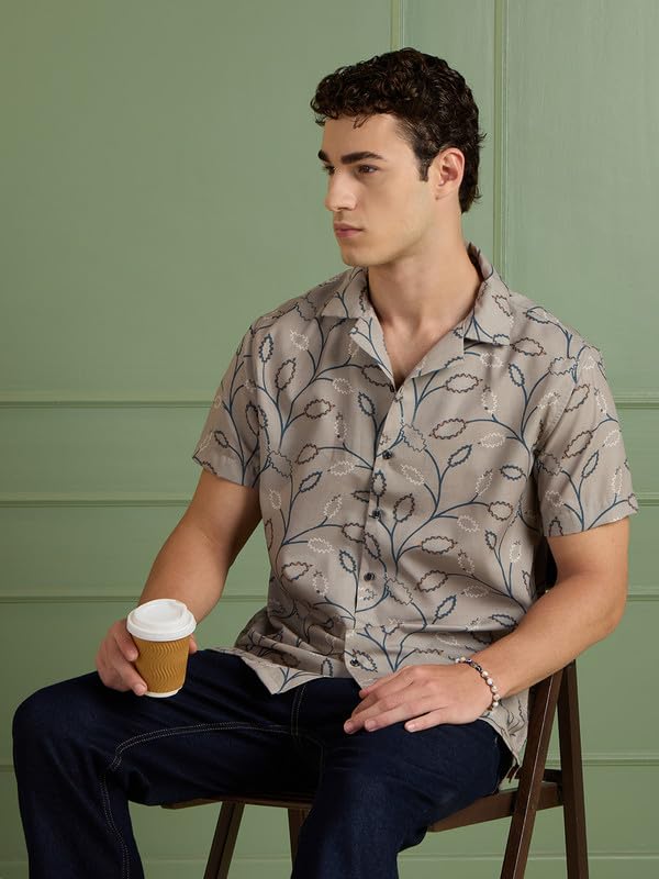 Image of MARK & ALBERT Mens Half Sleeves Printed Shirt