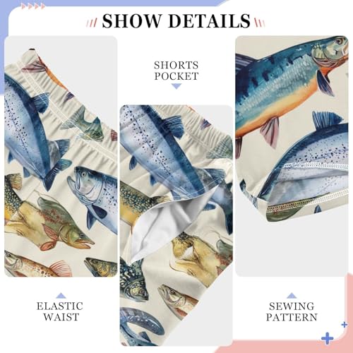 Various Fish Pajama Pants Soft PJ Bottoms Lounge Pants for Sleepwear Sport Size 6-14 Years4