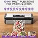 95kPa Vacuum Sealer Machine, Fully Automatic Food Sealer, Touch Display, 10-in-1 Functions & Powerful Sealing System with Double Heat Seal, Easy-Lock Handle, Built-in Cutter(Deep Gray)