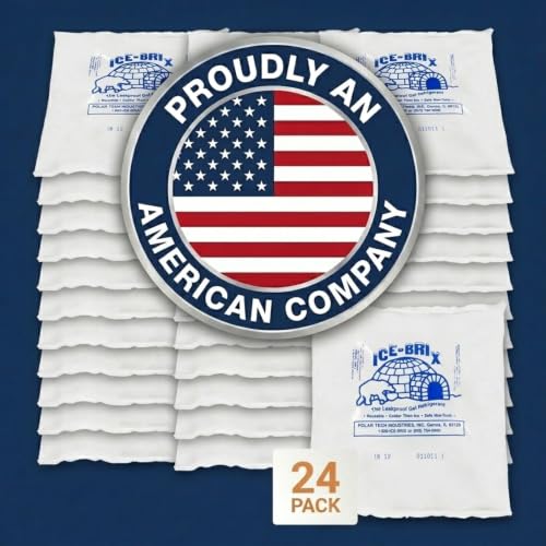 Image of ICE-BRIX Reusable Gel Ice Packs for Shipping, 6 x 5.75 x 1 in White (24 Pack) - Medium Cold Packs for Lunch Boxes, Medication Mailers, Meal Prep, Coolers & Perishables