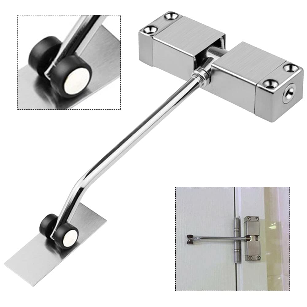chiudiporta automatico. Chiudiporta a molla in acciaio inossidabile con superficie regolabile, chiusura automatica for chiudiporta for porte di uffici domestici(1pcs)